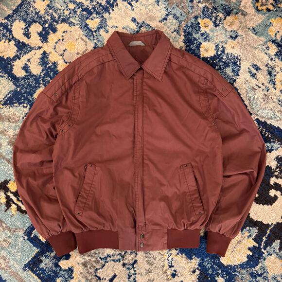 Vintage 80s Zip Up Collar Jacket - Red / Maroon Fits S/M - Picture 2 of 6